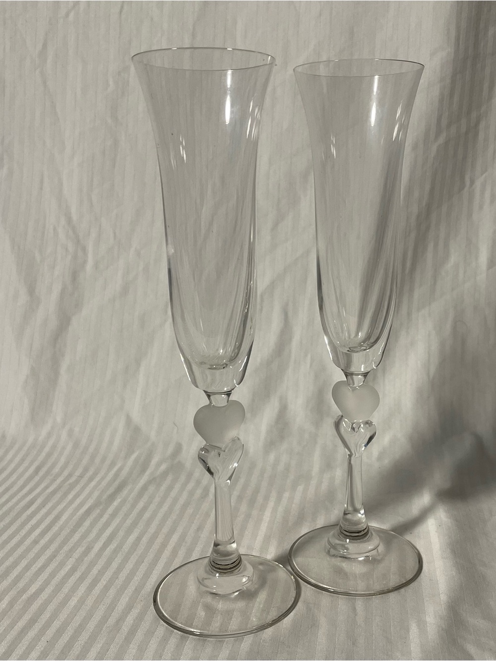 Gorham box set of two crystal toasting flutes